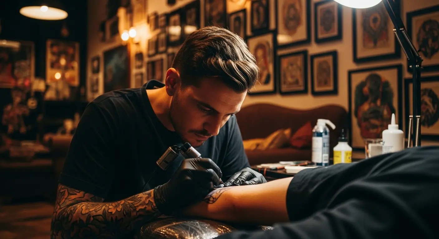 Voor de tatto artist wegwerphandschoen